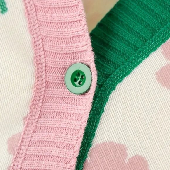Boutique Girls Floral Pink White Flower Cardigan Sweater - Picture 3 of 5
